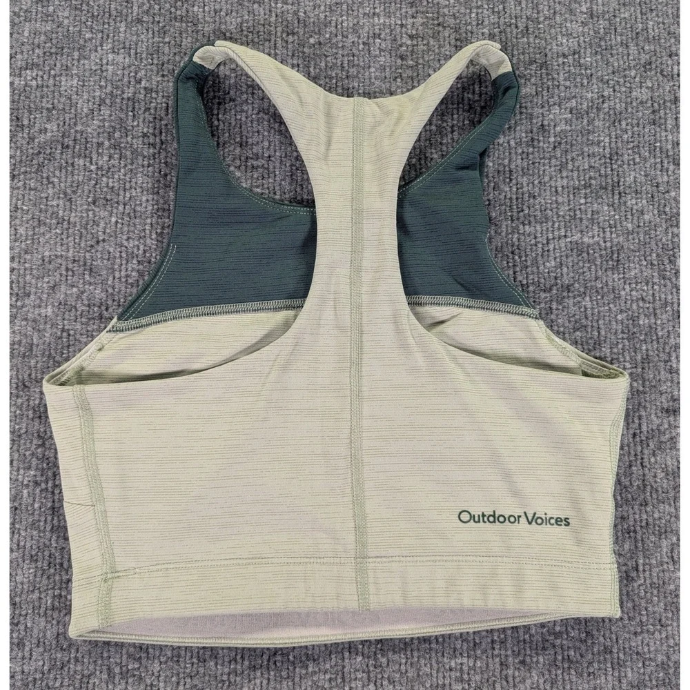 Outdoor Voices Two Tone Green High Neck Racerback Sports Bra XS 245236